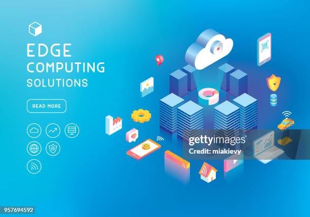 edge computing concept - computer equipment stock illustrations
