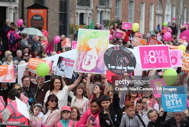 Pro-life demonstrators from Stand up for Life campaign in Merrion Square, Dublin, for the retention of the Eighth Amendment of the Irish Constitution...