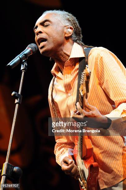 Gilberto Gil performs at Latino Americando festival on July 01, 2009 in Milan, Italy.