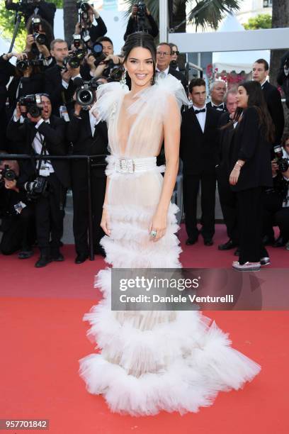 Kendall Jenner attends the screening of "Girls Of The Sun " during the 71st annual Cannes Film Festival at Palais des Festivals on May 12, 2018 in...