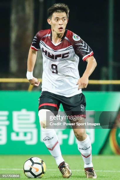 Chen Ching-Hsuan of Hang Yuen FC in action during the AFC Cup 2018 Group I match between Hang Yuen FC and Benfica Macau at Fujen University Stadium...