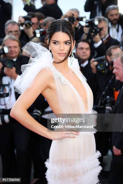 Kendall Jenner attends the screening of "Girls Of The Sun " during the 71st annual Cannes Film Festival at Palais des Festivals on May 12, 2018 in...