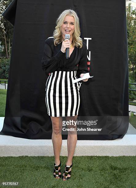 Actress Rebecca Romijn unveils her second Milk Mustache ad at "The Great Gallon Give" at The Backyard at W Los Angeles - Westwood on January 11, 2010...