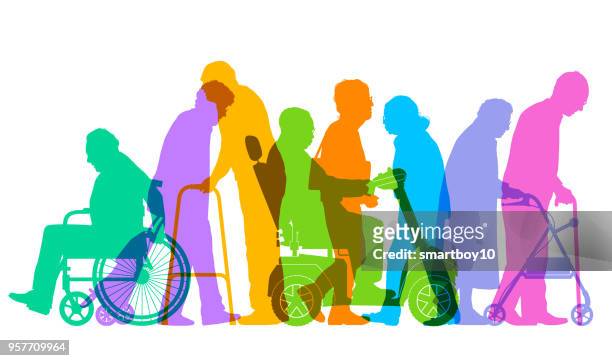 bildbanksillustrationer, clip art samt tecknat material och ikoner med äldre människor - persons with disabilities