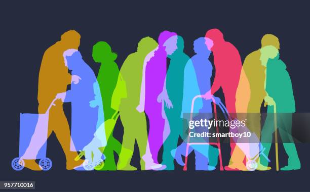elderly people - 80s workout stock illustrations