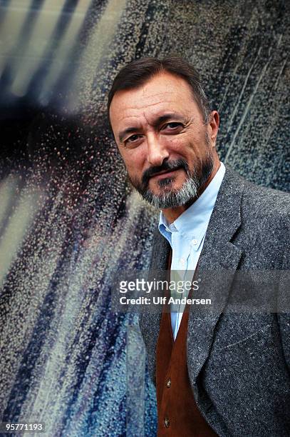 Spanish writer Arturo Perez Reverte poses during a Portrait Session held on May 13, 2004 in Paris, France.
