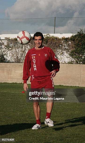 New Reggina Calcio player Giacomo Tedesco during a training session at Sports Center Sant'Agata on January 14, 2010 in Reggio Calabria, Italy.