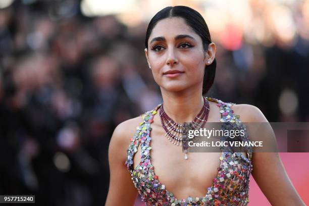 Iranian actress Golshifteh Farahani poses as she arrives on May 12, 2018 for the screening of the film "Girls of the Sun " at the 71st edition of the...