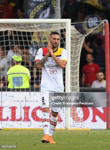 Danilo Cataldi of Benevento Calcio stands disappointed during the serie A match between Benevento Calcio and Genoa CFC at Stadio Ciro Vigorito on May...