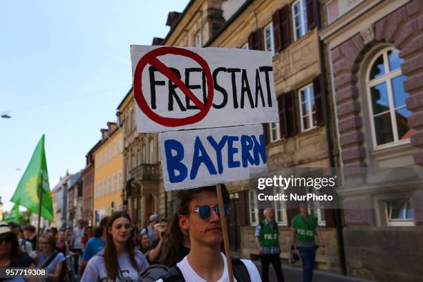Some 1500 people demonstrated against the Bavarian Polizeiaufgabengesetz through the city of Bamberg in Northern Bavaria. Experts say, that the PAG...