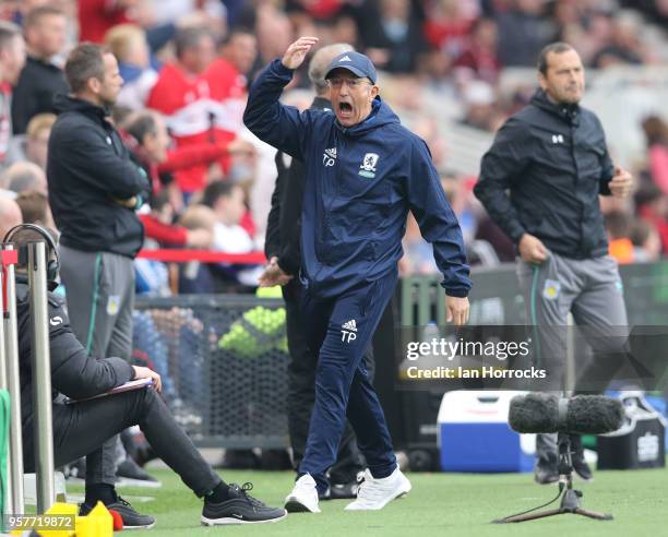 Boro manager Tony Pulis during the Sky Bet Championship Play Off Semi Final First Leg match between Middlesbrough and Aston Villa at Riverside...