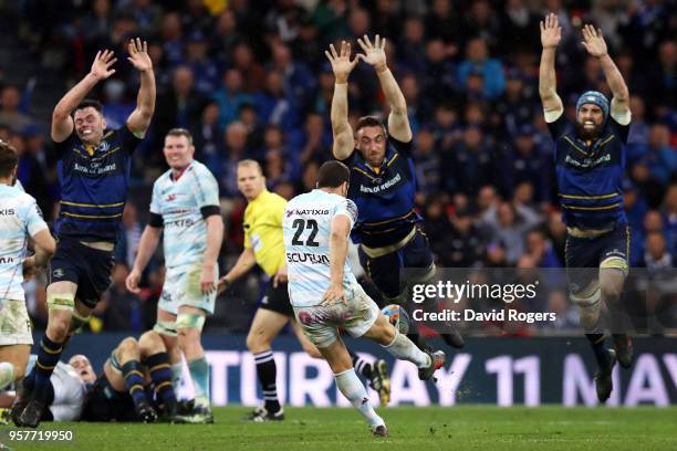 Remi Tales of Racing 92 misses a drop goal during the European Rugby Champions Cup Final match between Leinster Rugby and Racing 92 at San Mames...