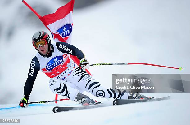 Stephan Keppler of Germany in action during the FIS Ski World Cup Downhill training on January 14, 2010 in Wengen, Switzerland.