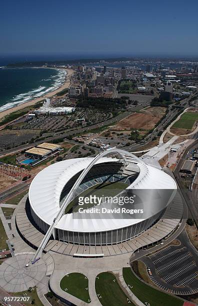 An aerial view of the Moses Mabhida Stadium which will host matches in the FIFA 2010 World Cup on January 14, 2010 in Durban, South Africa.