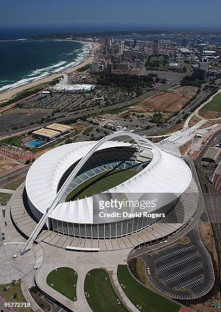 An aerial view of the Moses Mabhida Stadium which will host matches in the FIFA 2010 World Cup on January 14, 2010 in Durban, South Africa.