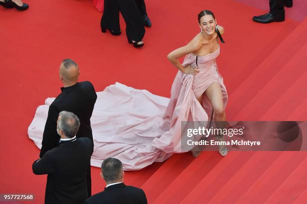 Janie Tienphosuwan attends the screening of "Girls Of The Sun " during the 71st annual Cannes Film Festival at Palais des Festivals on May 12, 2018...