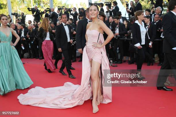 Janie Tienphosuwan attends the screening of "Girls Of The Sun " during the 71st annual Cannes Film Festival at Palais des Festivals on May 12, 2018...