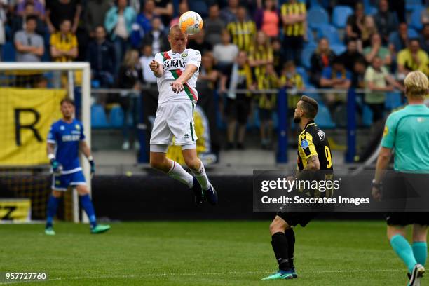 Tom Beugelsdijk of ADO Den Haag, Tim Matavz of Vitesse during the Dutch Eredivisie match between Vitesse v ADO Den Haag at the GelreDome on May 12,...