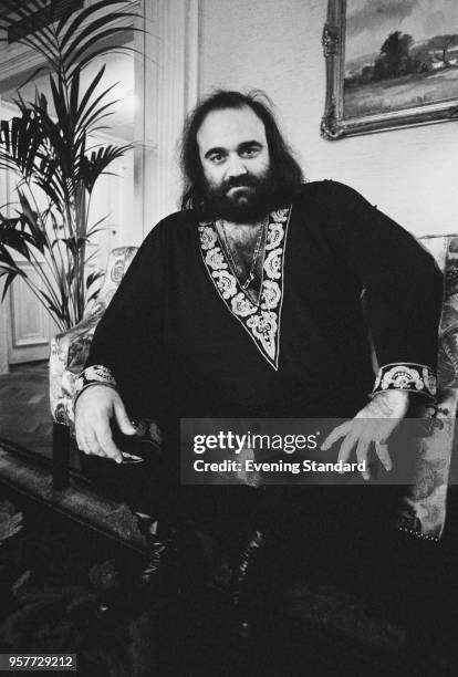 Greek singer and performer Demis Roussos , UK, 8th November 1977.