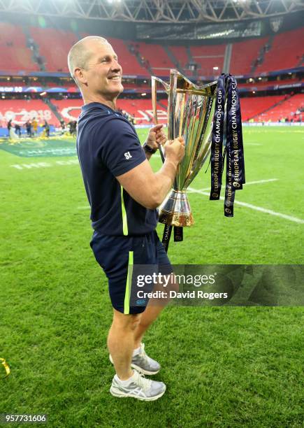 Stuart Lancaster, the Leinster assistant coach celebrates after thier victory during the European Rugby Champions Cup Final match between Leinster...