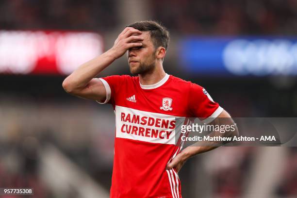 Dejected Jonathan Howson of Middlesbrough during the Sky Bet Championship Play Off Semi Final First Leg match between Middlesbrough and Aston Villa...