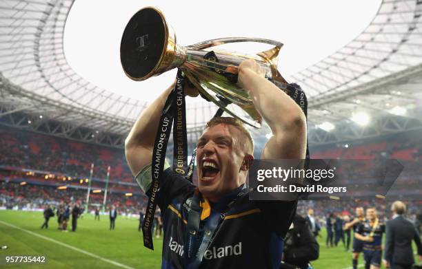 Dan Leavy of Leinster celebrates their victory during the European Rugby Champions Cup Final match between Leinster Rugby and Racing 92 at San Mames...