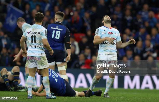 Remi Tales of Racing 92 looks dejected after missing with a drop goal which would have taken the match into extra time during the European Rugby...
