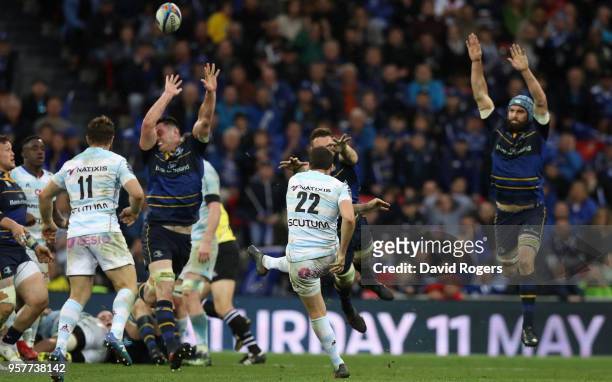 Remi Tales of Racing 92 attempts a last second drop goal which would have taken the match into extra time during the European Rugby Champions Cup...