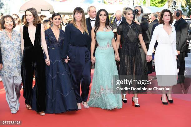 Claudia Cardinale , Patty Jenkins ,Salma Hayek, Sofia Boutella and other filmaker attend the screening of "Girls Of The Sun " during the 71st annual...