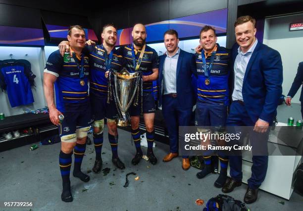 Bilbao , Spain - 12 May 2018; Leinster players, from left, Rhys Ruddock, Jack Conan, Scott Fardy, Sean O'Brien, Jordi Murphy and Josh van der Flier...