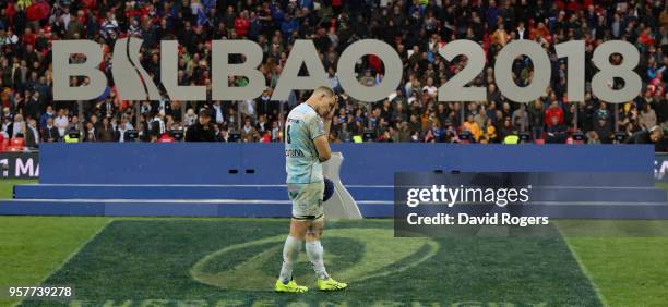 Wenceslas Lauret of Racing 92 looks dejected after their defeat during the European Rugby Champions Cup Final match between Leinster Rugby and Racing...