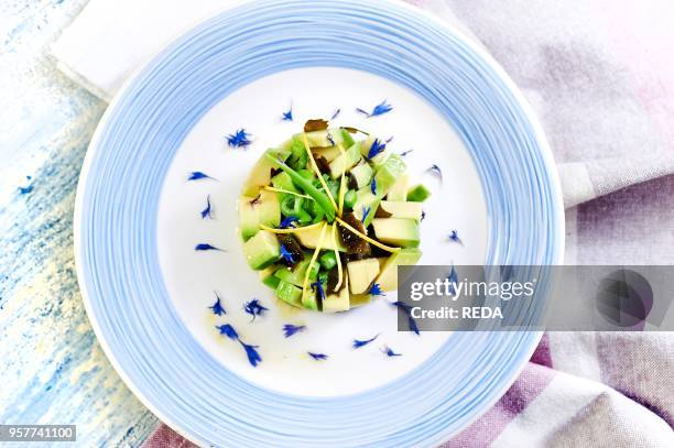 Avocado Tartare with Kombu Algae.