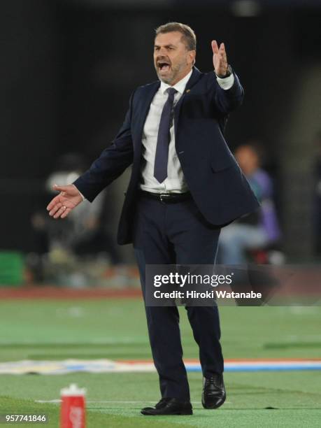 Ange Postecoglou,coach gestures during the J.League J1 match between Yokohama F.Marinos and Gamba Osaka at Nissan Stadium on May 12, 2018 in...