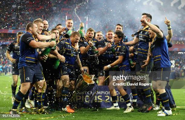 Leinster celebrate their victory during the European Rugby Champions Cup Final match between Leinster Rugby and Racing 92 at San Mames Stadium on May...