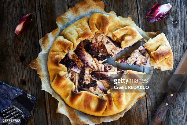Quiche with Radicchio Salad and Onions. Italy.