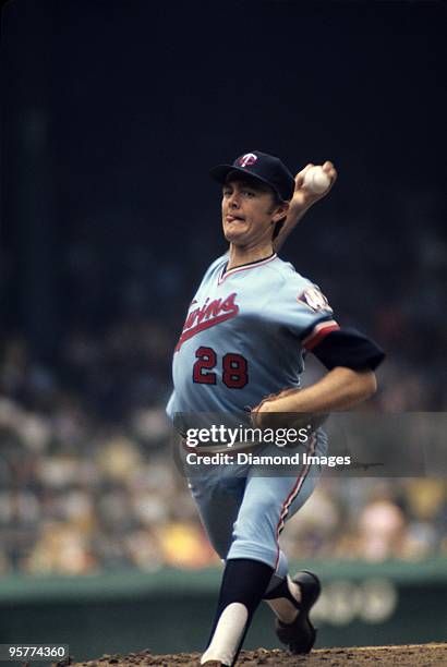 Pitcher Bert Blyleven of the Minnesota Twins throws a pitch during a game on June 16, 1973 against the Detroit Tigers at Tiger Stadium in Detroit,...