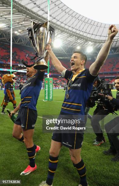 Rob Kearney and Jonathan Sexton of Leinster celebrate their victory during the European Rugby Champions Cup Final match between Leinster Rugby and...