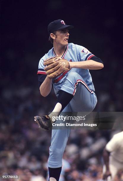 Pitcher Bert Blyleven of the Minnesota Twins throws a pitch during a game on June 16, 1973 against the Detroit Tigers at Tiger Stadium in Detroit,...