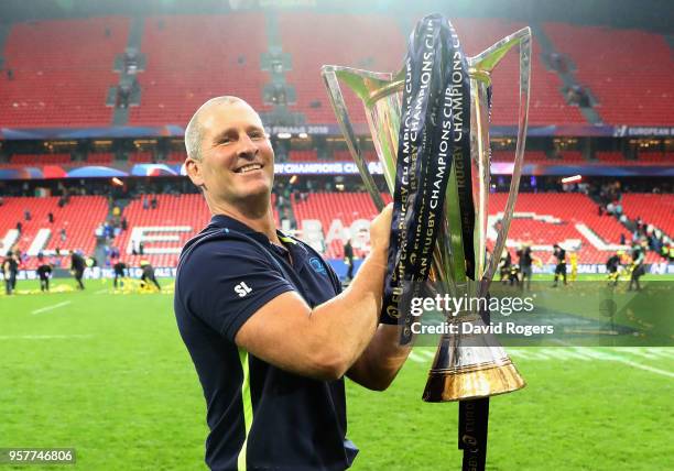 Stuart Lancaster, the Leinster assistant coach celebrates after thier victory during the European Rugby Champions Cup Final match between Leinster...