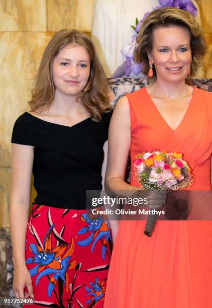 Queen Mathilde of Belgium and Princess Elisabeth attend the finals of the Queen Elisabeth Contest in the Bozar on May 12, 2018 in Brussels, Belgium.