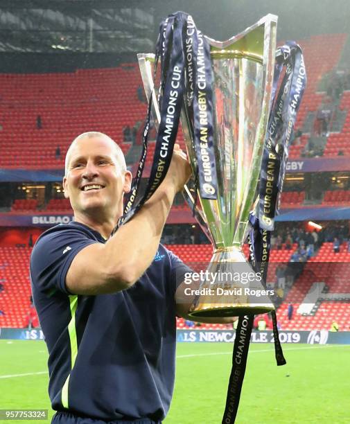 Stuart Lancaster, the Leinster assistant coach celebrates after thier victory during the European Rugby Champions Cup Final match between Leinster...