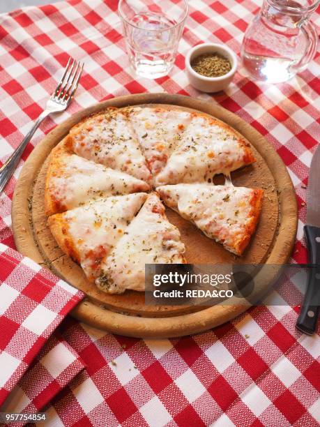 Pizza Margherita. With Mozzarella Cheese. Tomato Sauce and Oregano. Italy.