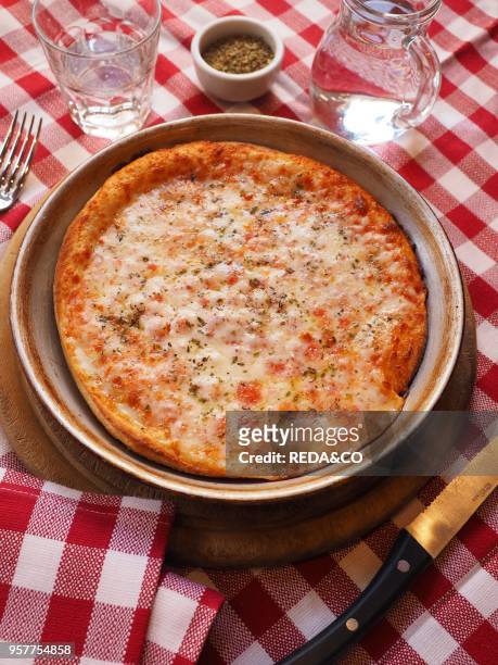 Pizza Margherita. With Mozzarella Cheese. Tomato Sauce and Oregano. Italy.