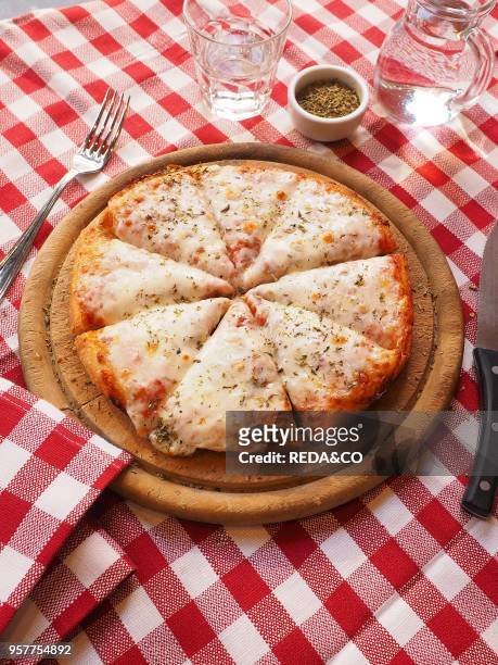 Pizza Margherita. With Mozzarella Cheese. Tomato Sauce and Oregano. Italy.