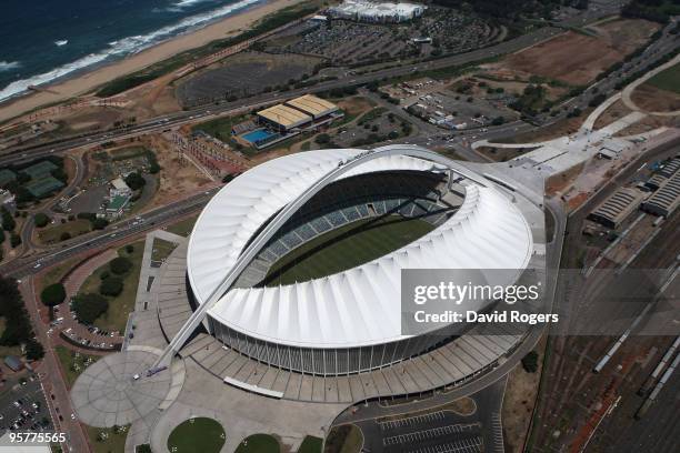 An aerial view of the Moses Mabhida Stadium which will host matches in the FIFA 2010 World Cup on January 14, 2010 in Durban, South Africa.