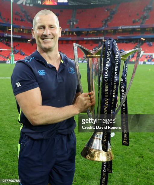 Stuart Lancaster, the Leinster assistant coach celebrates after thier victory during the European Rugby Champions Cup Final match between Leinster...