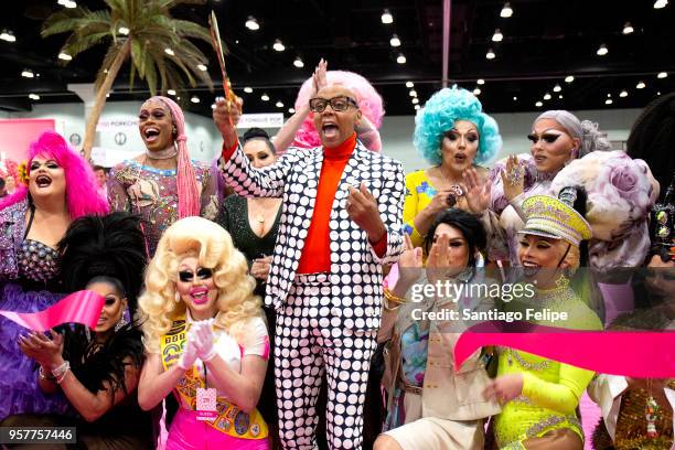 RuPaul during the ceremonial ribbon cutting at the 4th Annual RuPaul's Dragcon at Los Angeles Convention Center on May 12, 2018 in Los Angeles,...