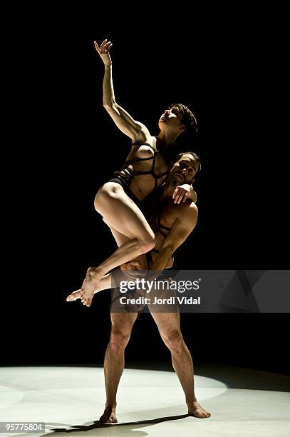 Dancers of the company Alta Realitat perform VITRIOL during the press presentation at Sant Andreu Teatre on January 14, 2010 in Barcelona, Spain.