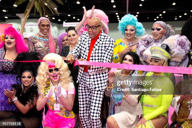 RuPaul during the ceremonial ribbon cutting at the 4th Annual RuPaul's Dragcon at Los Angeles Convention Center on May 12, 2018 in Los Angeles,...