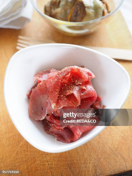 Carne Salada. Raw Meat. Trentino. Italy. Europe.